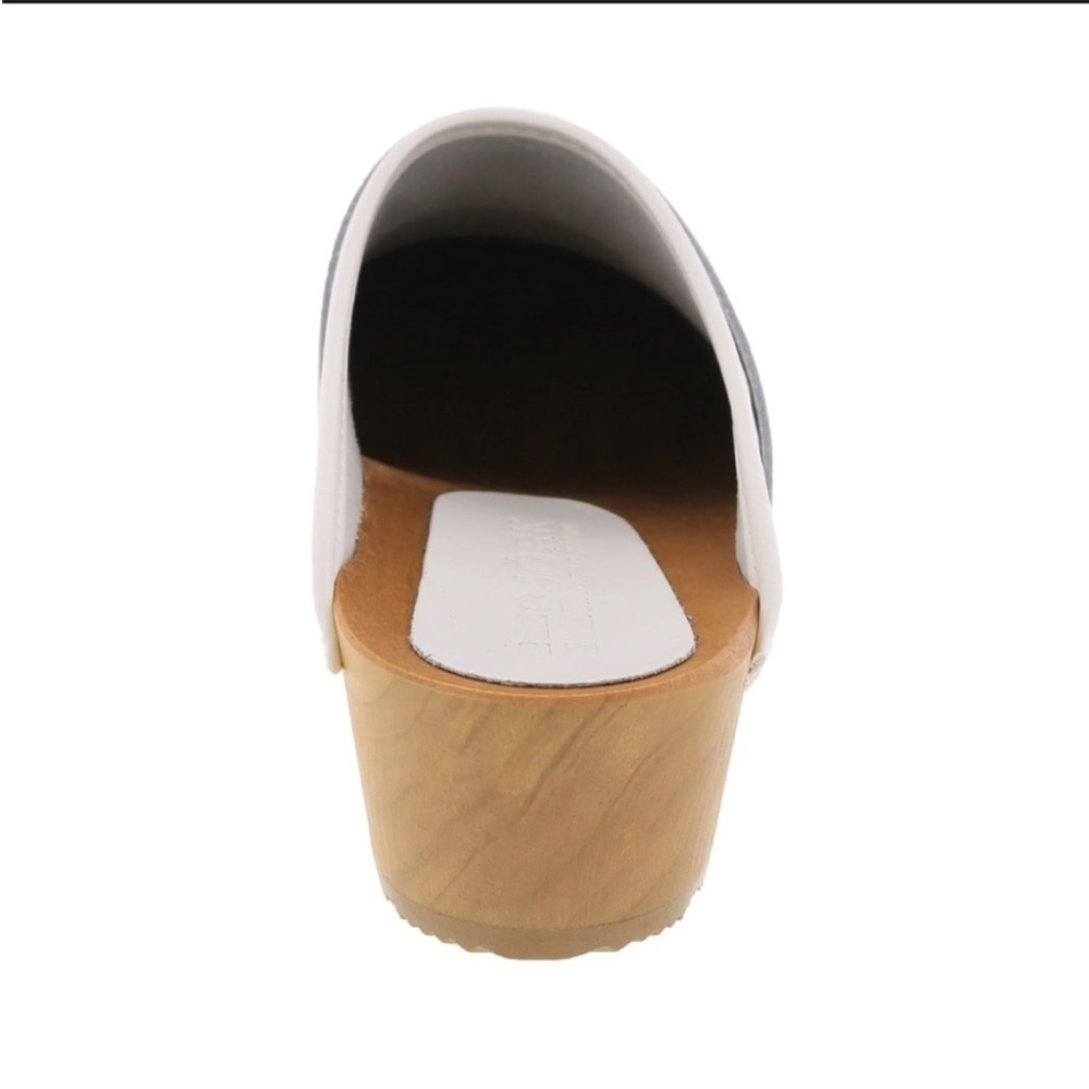 NEW BJORK Maja White Wood Look Sole 42 Open Back LEATHER Clogs (10.5) nurse - Picture 7 of 16